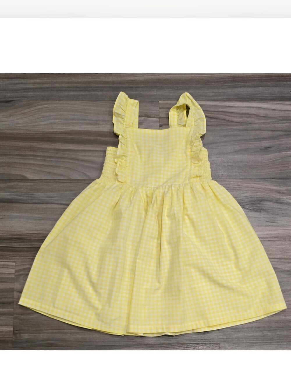 Carter’s Yellow White Gingham Sundress Girls Size 4T Fully Lined Cotton Dress